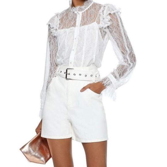 Alice + Olivia Tops - NWT❤️Alice+Olivia Malinda Ruffle Chantilly Lace Blouse